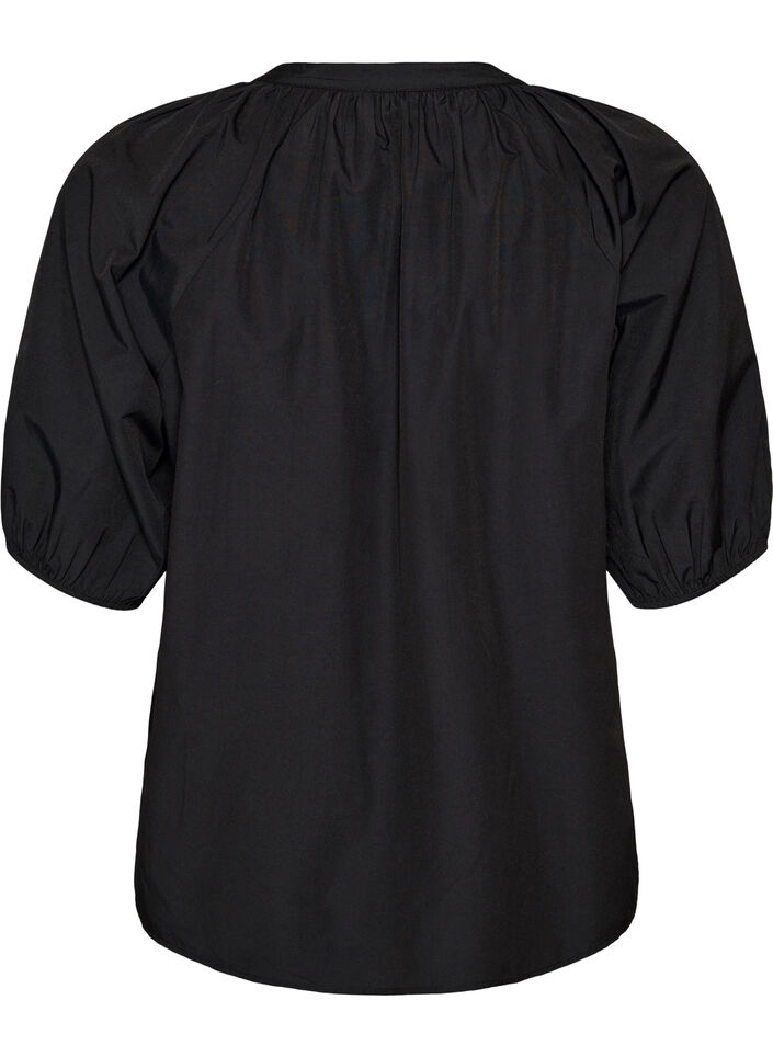 Hemdbluse mit Knopfleiste und Bindeg&uuml;rtel, Schwarz, Packshot image number 1