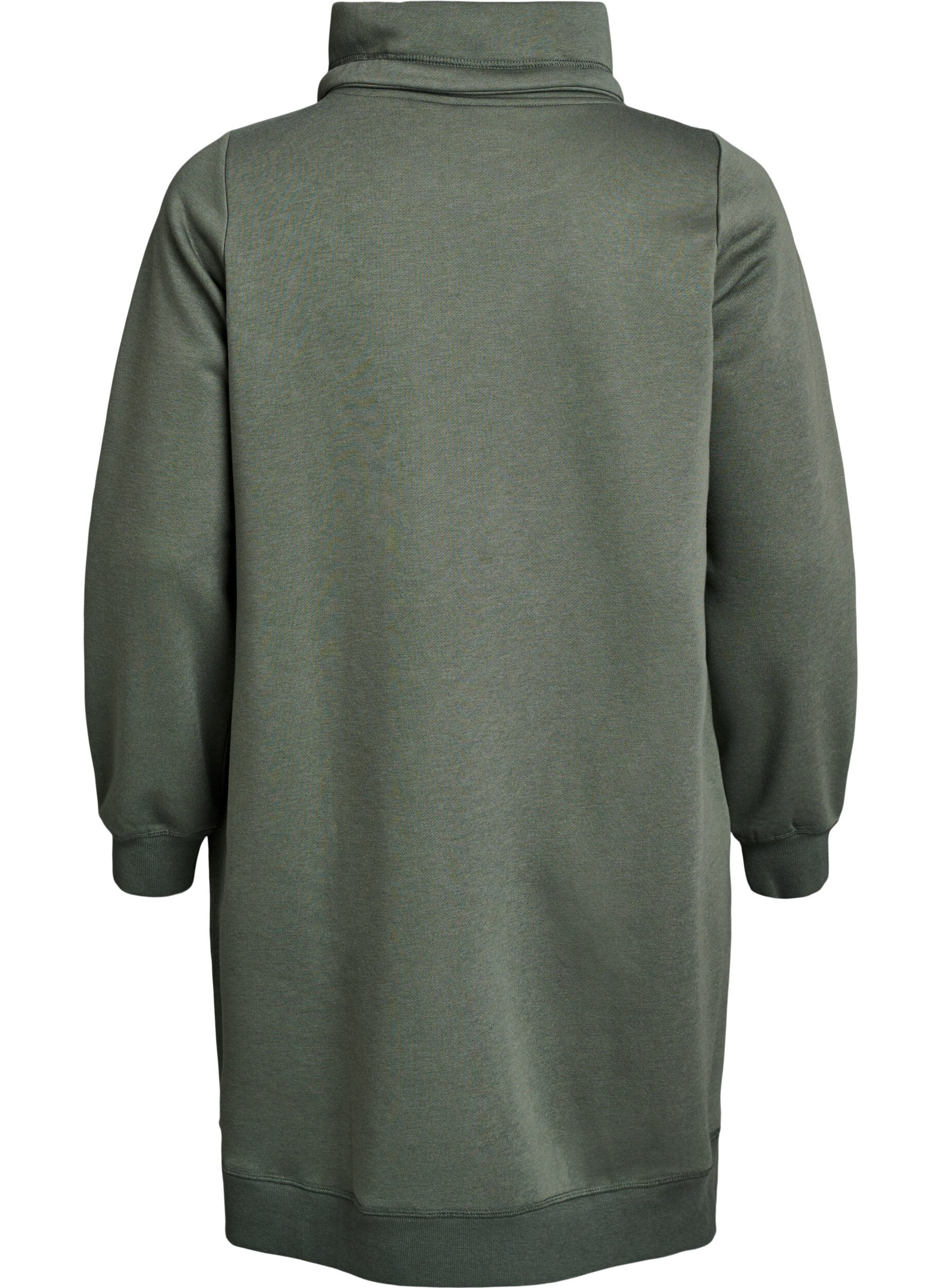 ZizziKurzes Sweatshirtkleid mit Stehkragen und Taschen, Gr&uuml;n, Packshot image number 1