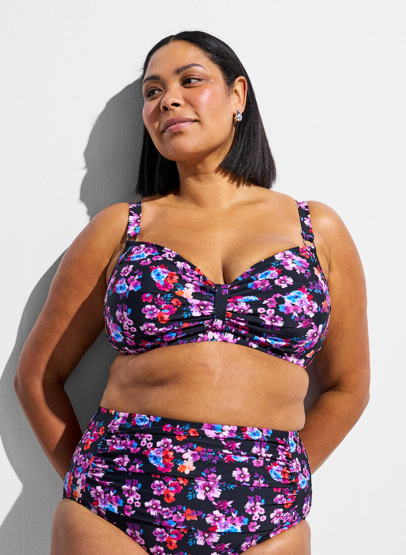 Bikinioberteil mit B&uuml;gel und Muster, Lila, Model image number 0