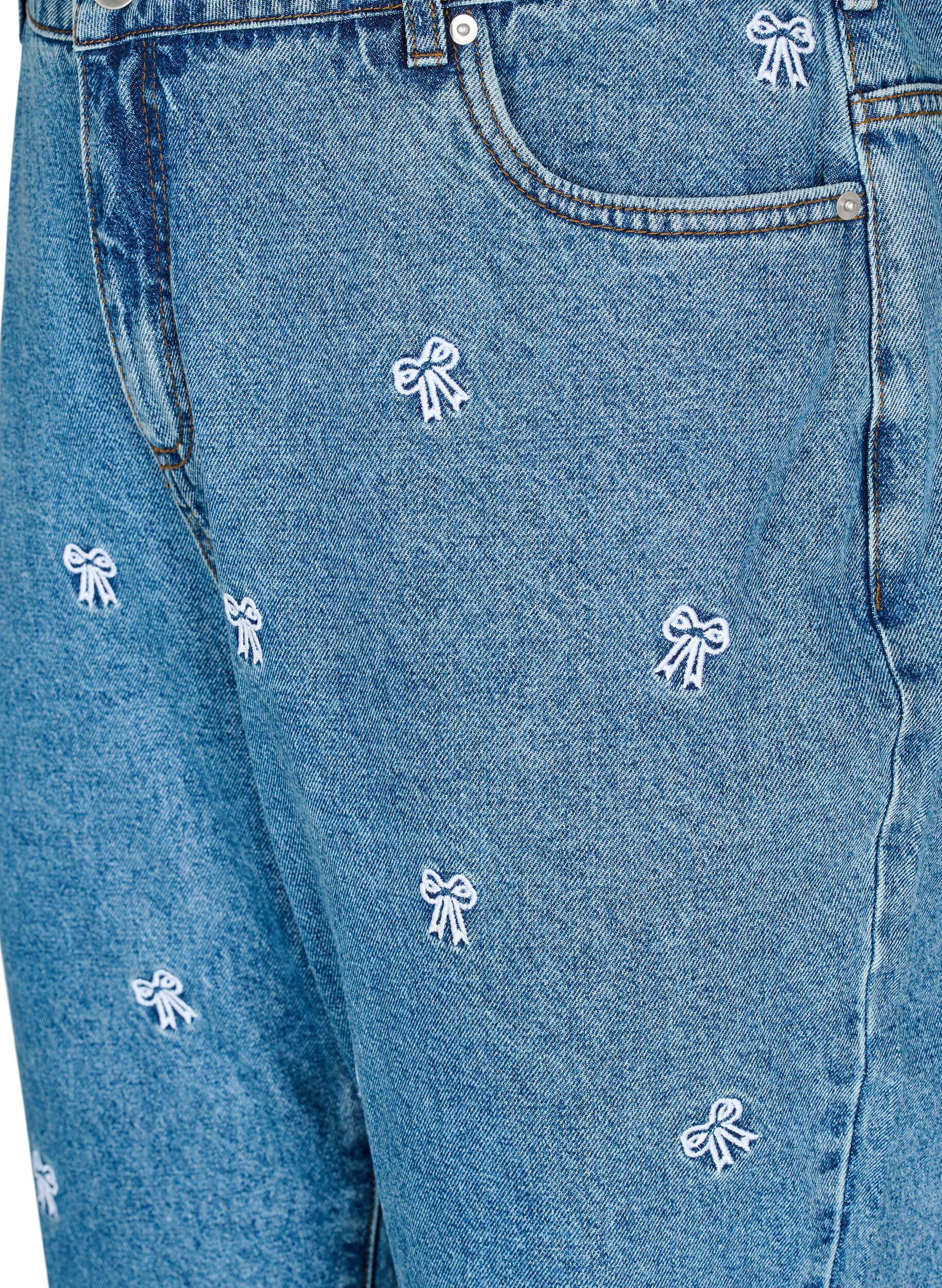 Zizzi Mille Mom Fit Jeans mit Stickerei, Blau, Packshot image number 2