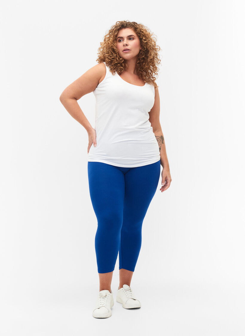 Basic 3/4-Leggings aus Viskose, Blau, Model image number 1