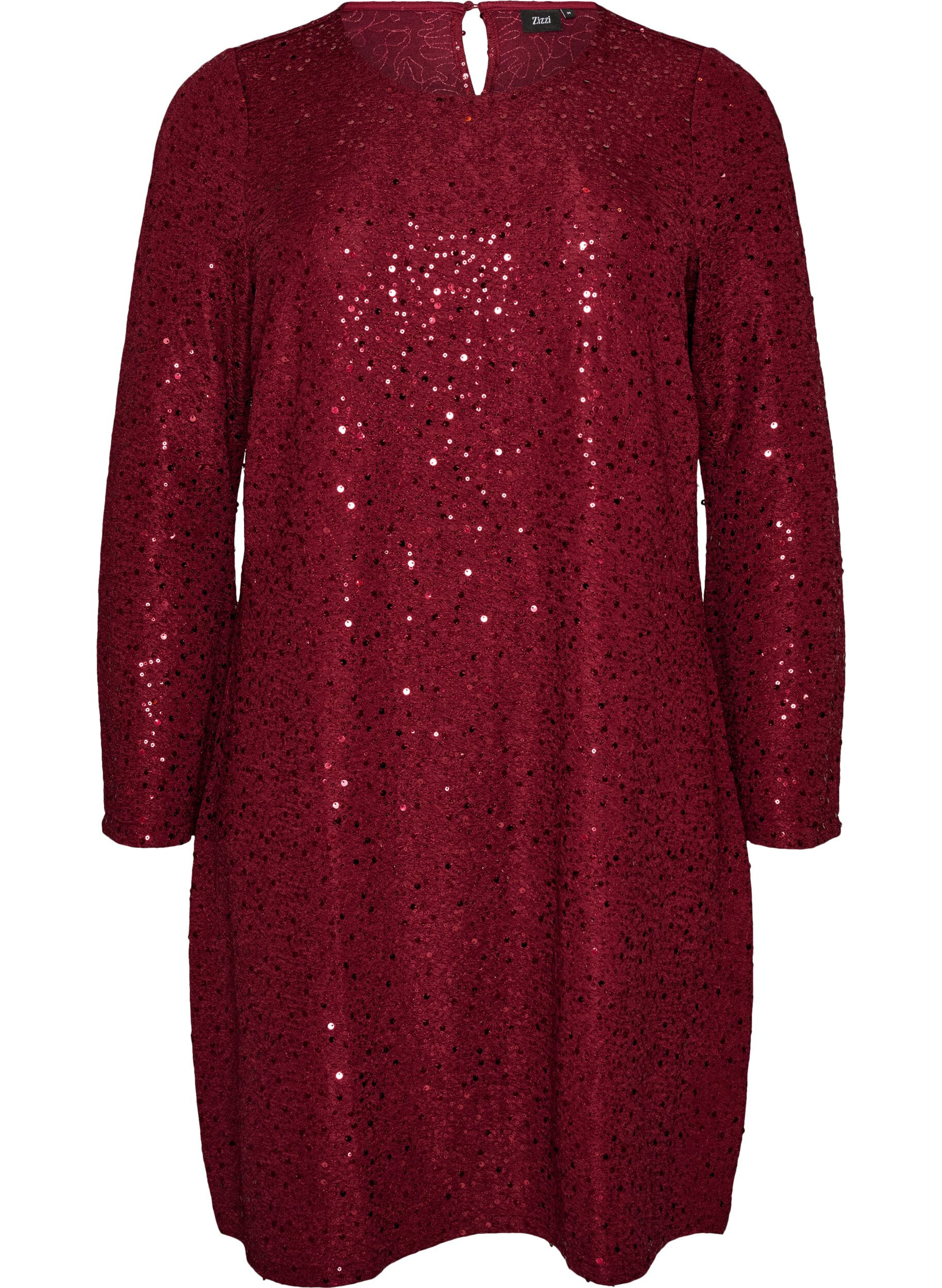 ZizziRobe courte en sequins &agrave; la coupe trap&egrave;ze, Bordeaux, Packshot image number 0