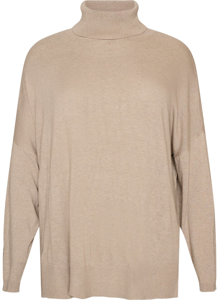 Pull &agrave; col roul&eacute; &agrave; coupe ample, Beige, Packshot image number 0