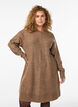 Robe courte en maille avec un motif textur&eacute; en V, Camel, Model image number 0