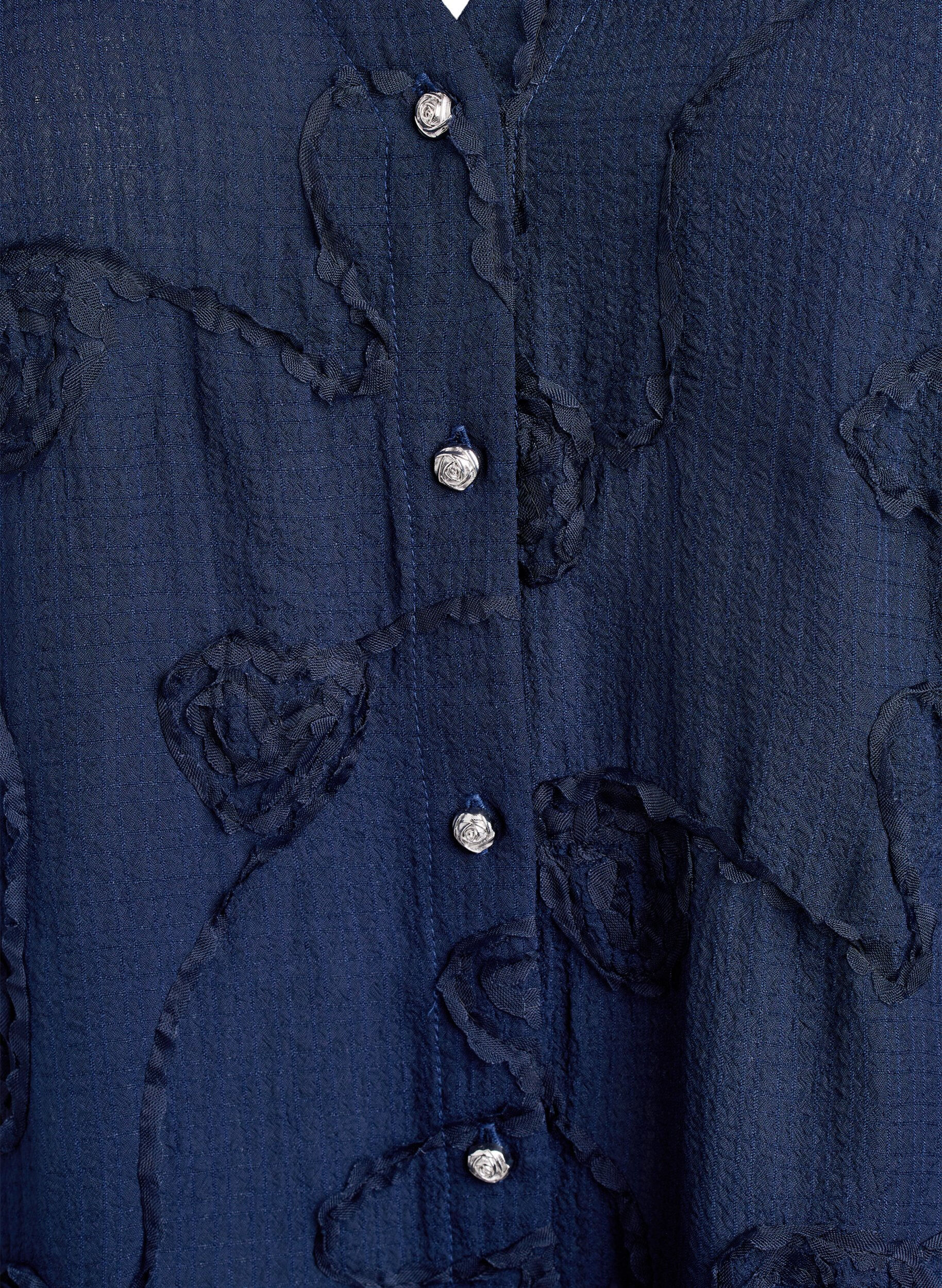 Zizzi Chemisier &agrave; manches courtes avec effet floral 3D, Bleu, Packshot image number 2