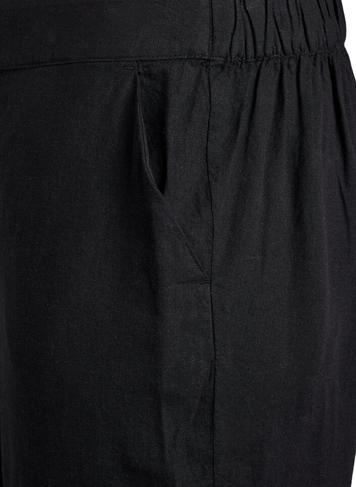 Pantalon ample en lin et viscose, Noir, Packshot image number 2