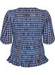 Smockbluse mit Vichy-Karo und R&uuml;schensaum, Blau, Packshot image number 1