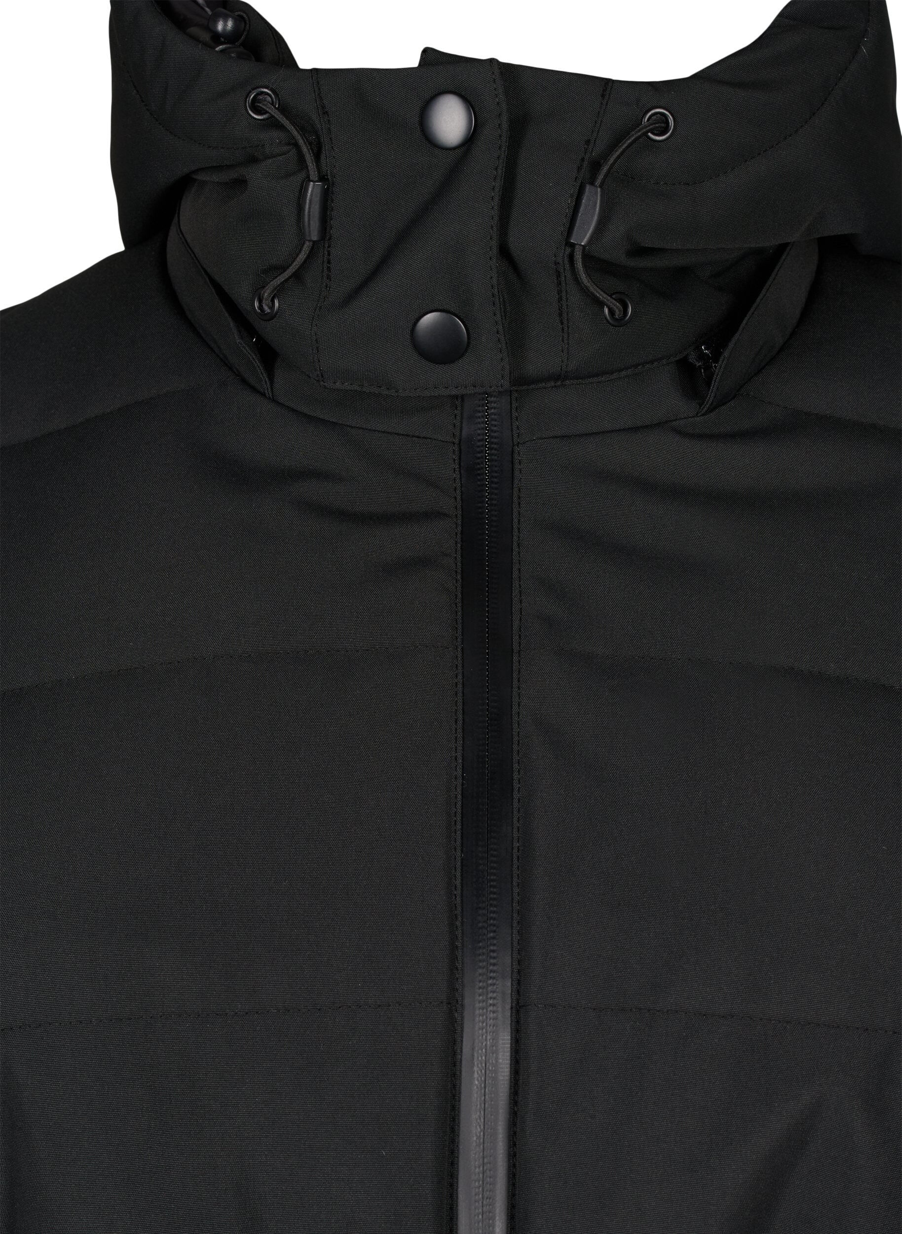 Zizzi Ski-Jacke mit Kapuze und G&uuml;rtel, Black, Packshot image number 2
