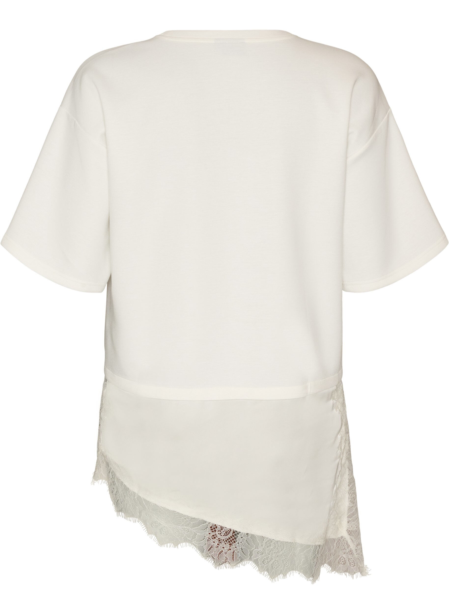 ZizziJerseybluse im Lagenlook mit Spitze, Vanille, Packshot image number 1