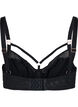 Gemusterter BH mit Mesh und Stringdetails, Black, Packshot image number 1