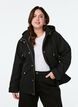 Kurze Fr&uuml;hlingsjacke mit abnehmbarer Kapuze, Schwarz, Model image number 0