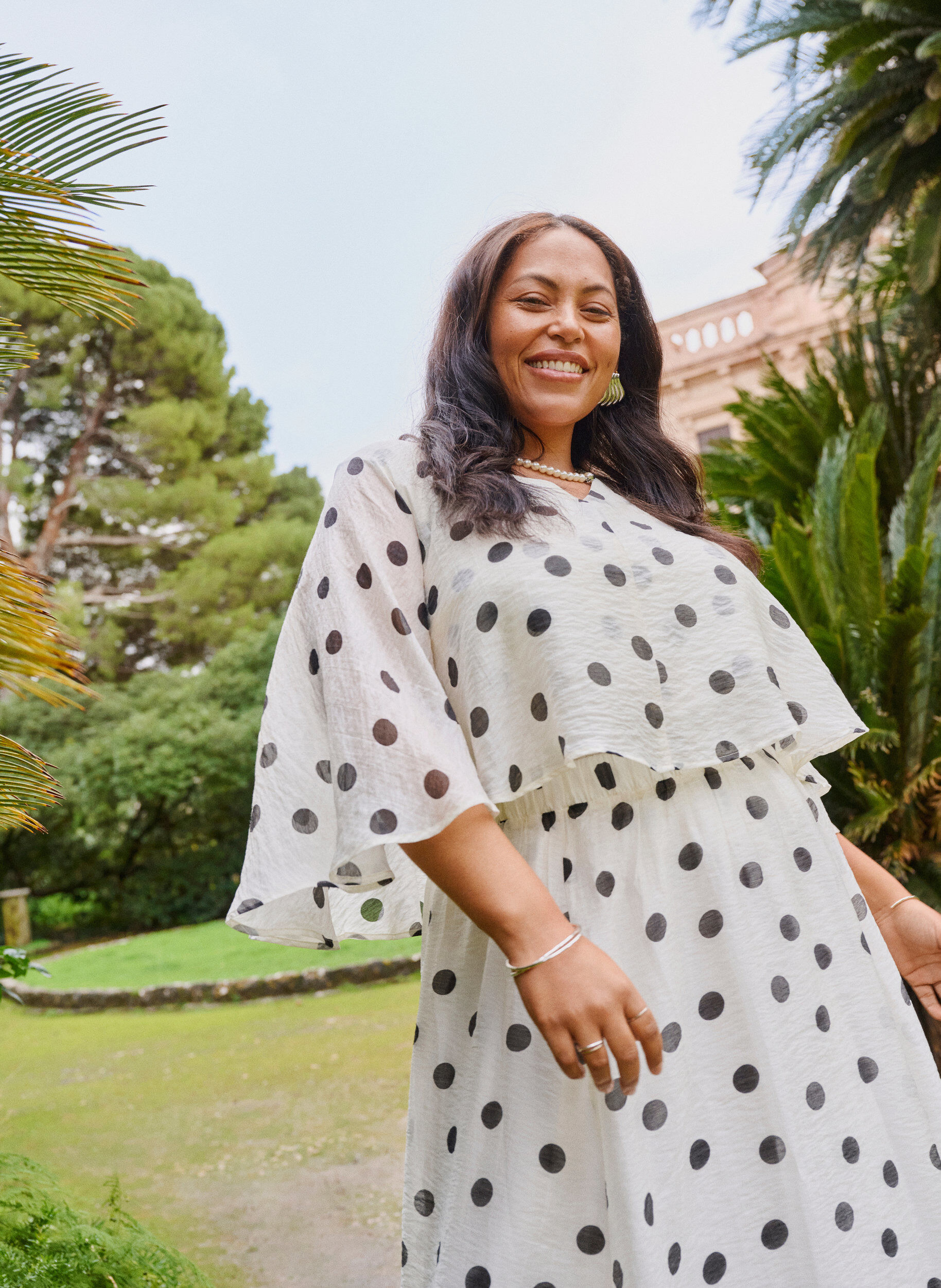 Zizzi Top im Lagenlook mit Polka-Dot-Muster, Vanille, Image image number 0