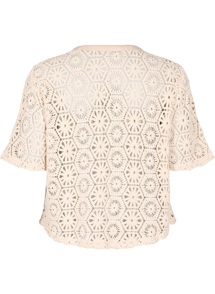 Cardigan court en crochet, Beige, Packshot image number 1