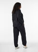 Pantalon de jogging taille haute avec cordon de serrage, Noir, Model image number 1