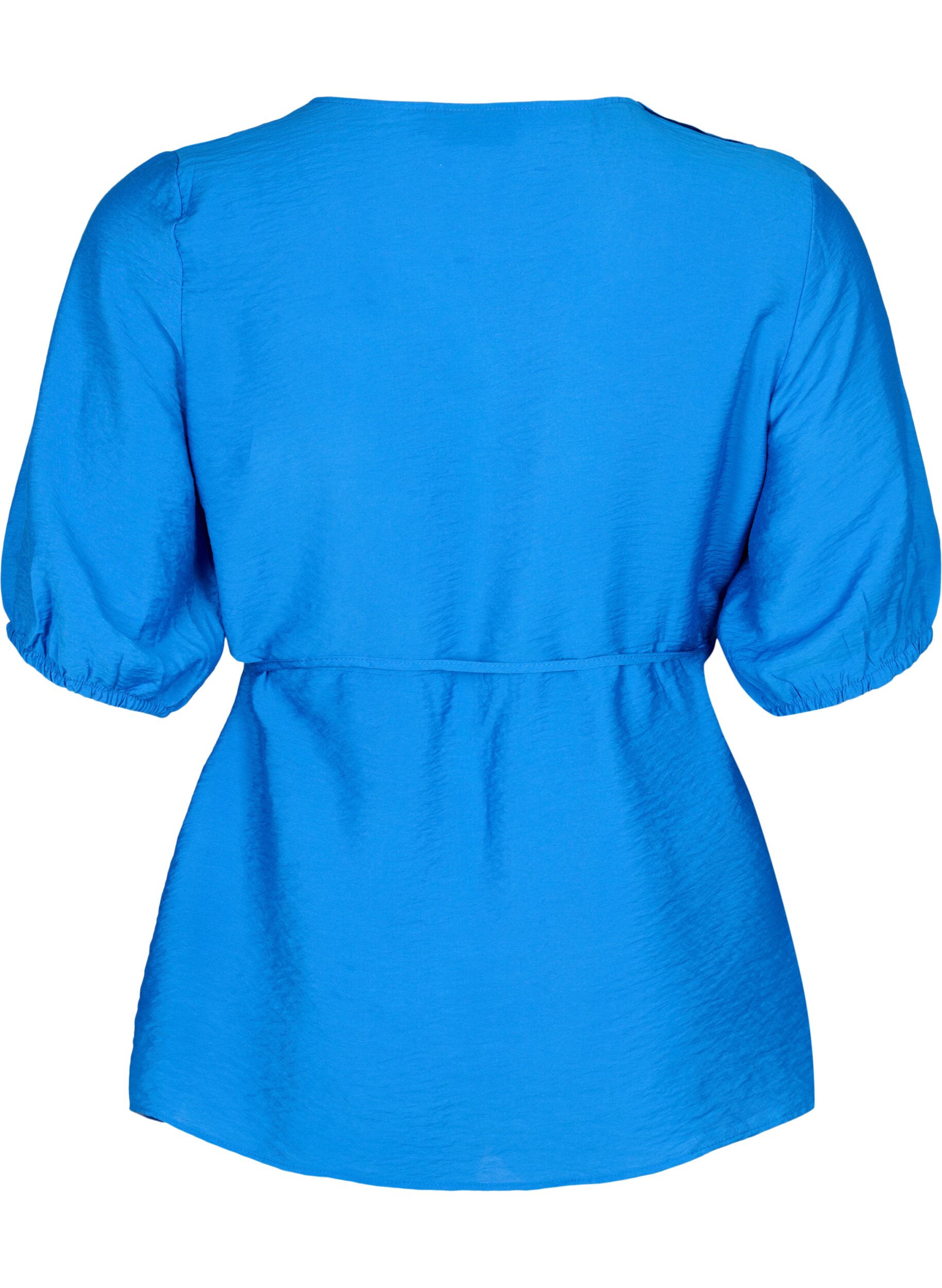 Zizzi Blouse cache-c&oelig;ur en viscose avec manches mi-longues, Olympian Blue, Packshot image number 1
