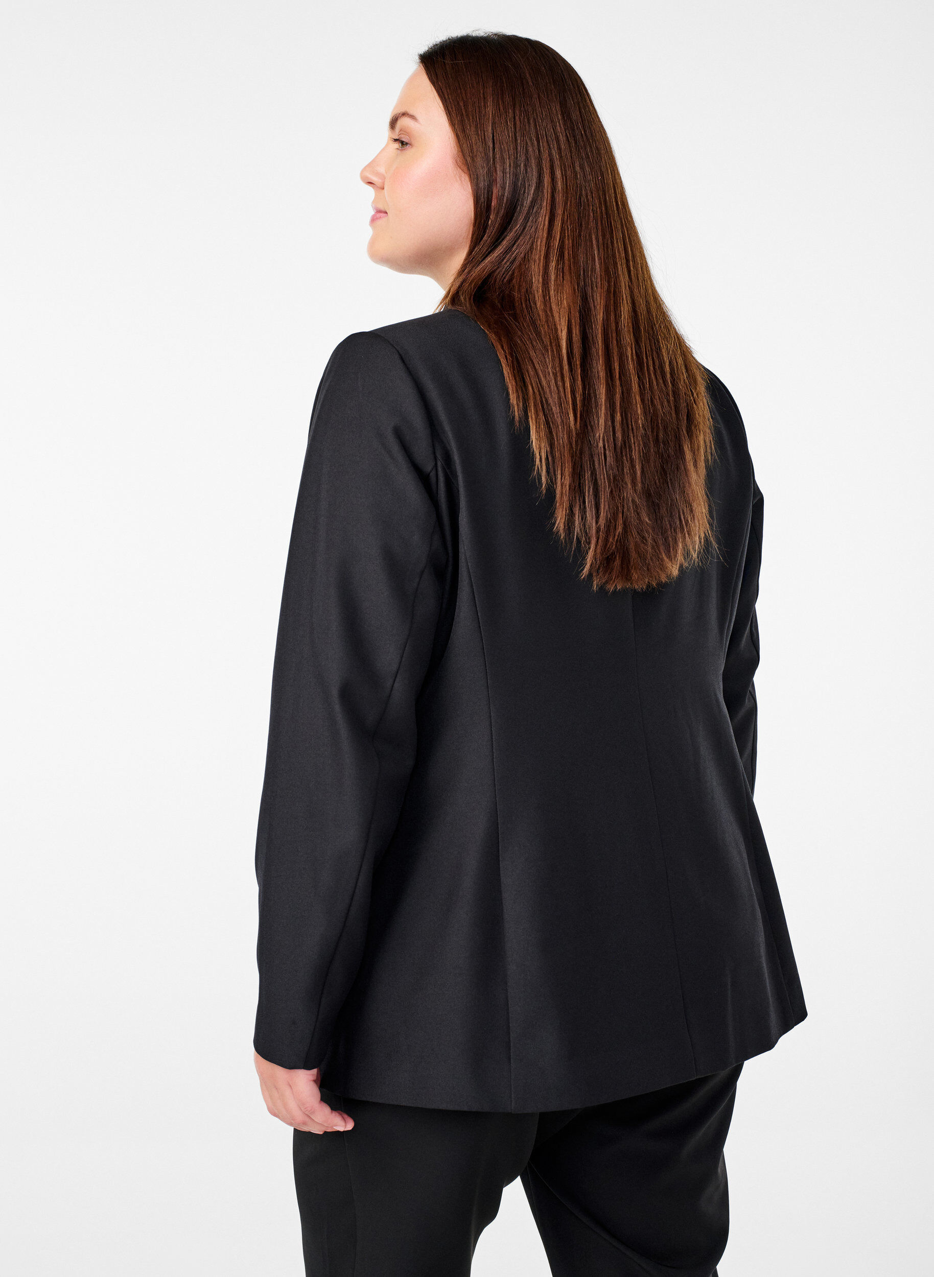 Zizzi Blazer mit Pailletten-Blumen, Black, Model image number 1
