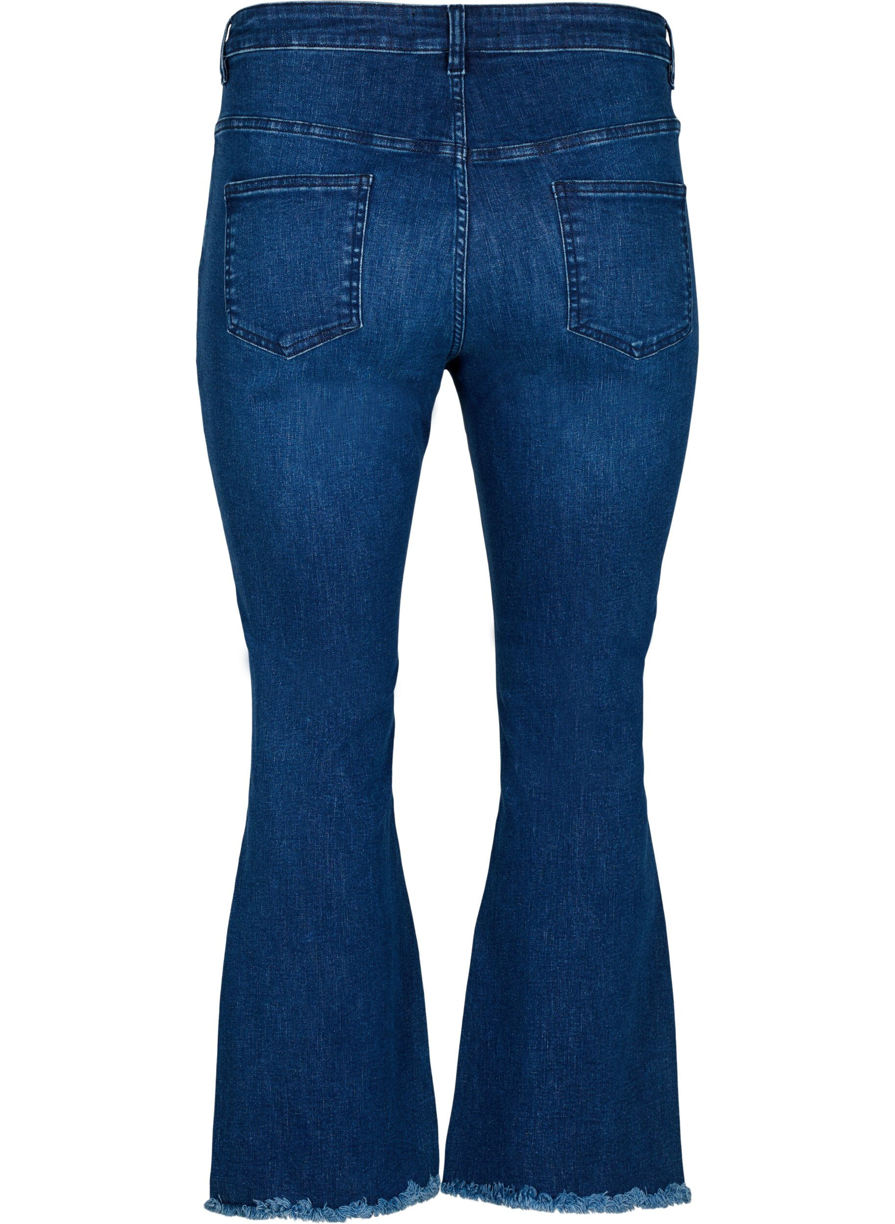 Zizzi Jeans bootcut Ellen avec bord brut, Blue denim, Packshot image number 1