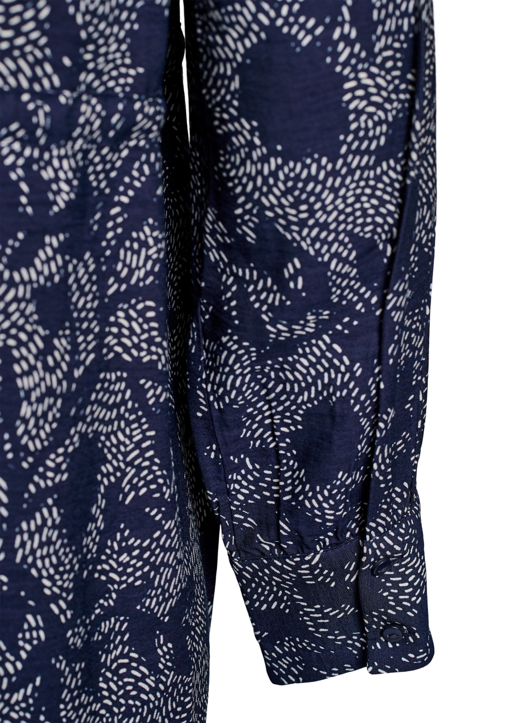 Zizzi Blusenkleid aus bedrucktem Material mit Bindeg&uuml;rtel, Blau, Packshot image number 3