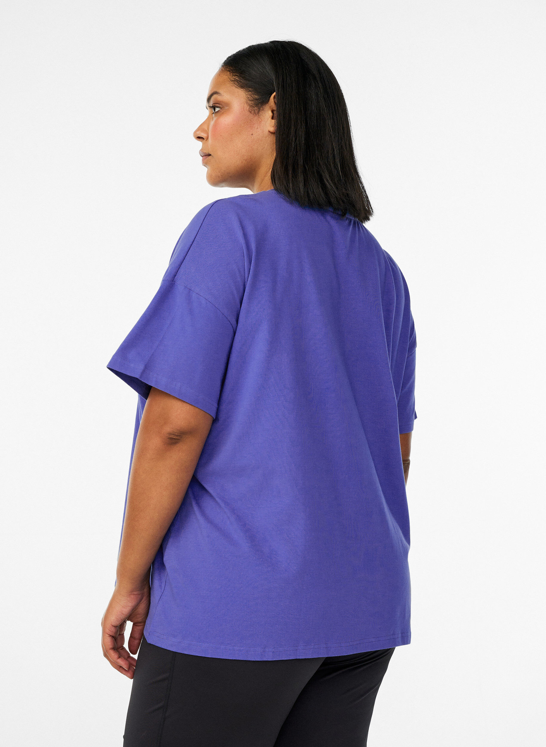 ZizziT-shirt en coton bio avec un petit motif sur le devant, Bleu, Model image number 2