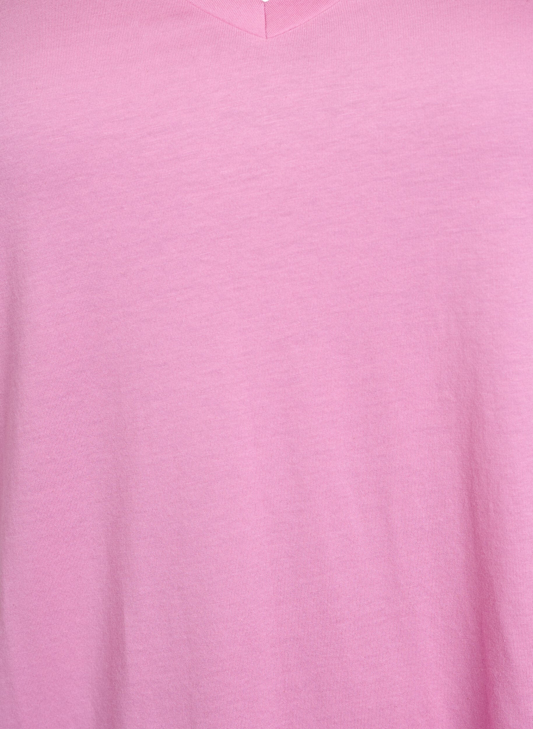 Zizzi Einfarbiges Oversize T-Shirt mit V-Ausschnitt, Pink, Packshot image number 2