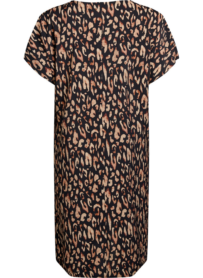 Robe &agrave; col en V en viscose, Noir, Packshot image number 1