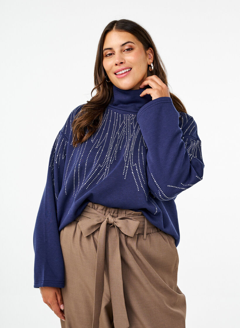 Sweat-shirt avec col haut et strass, Naval Academy, Model image number 0