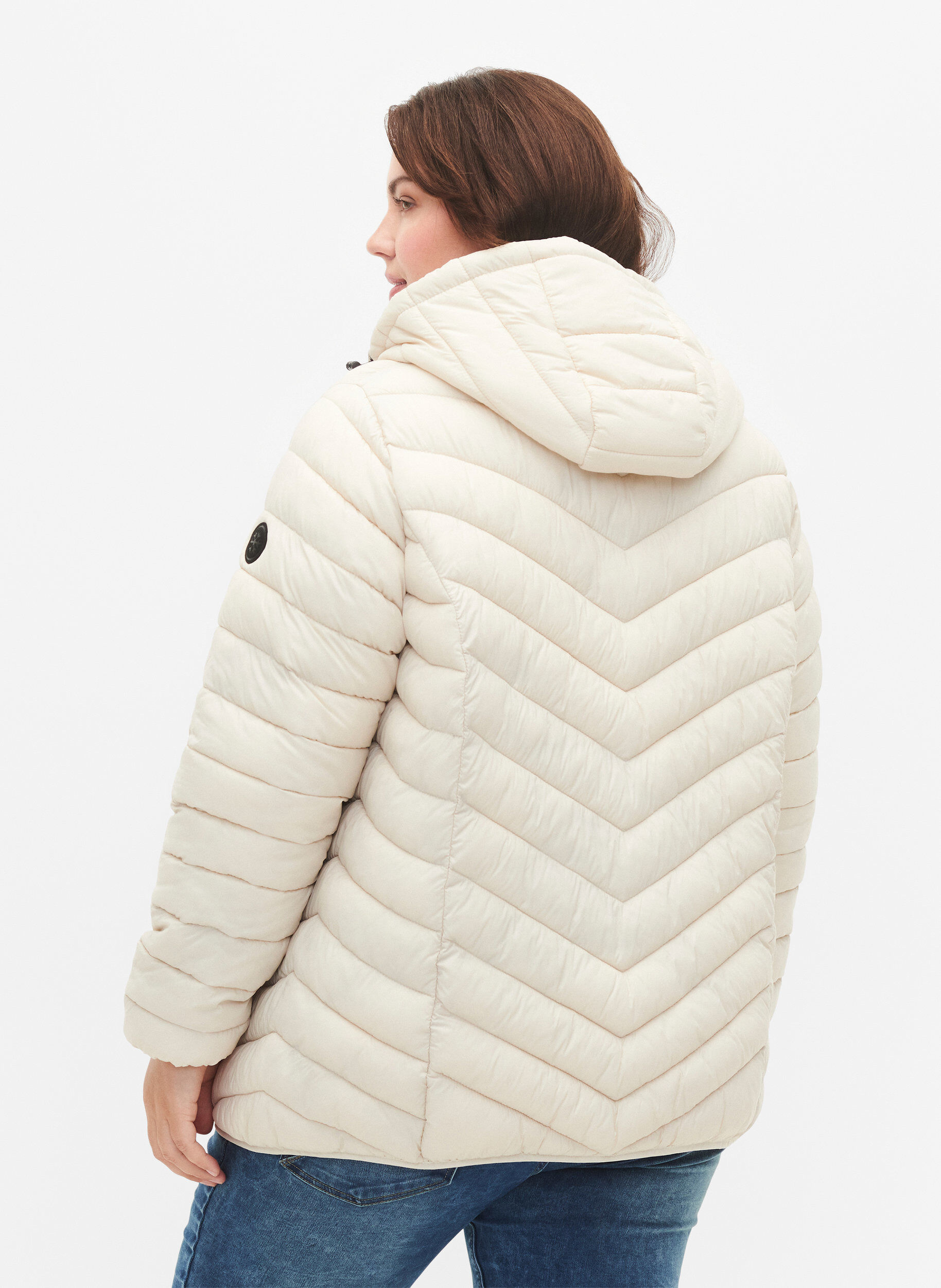 Zizzi Leichte Jacke mit Kapuze, Beige, Model image number 2