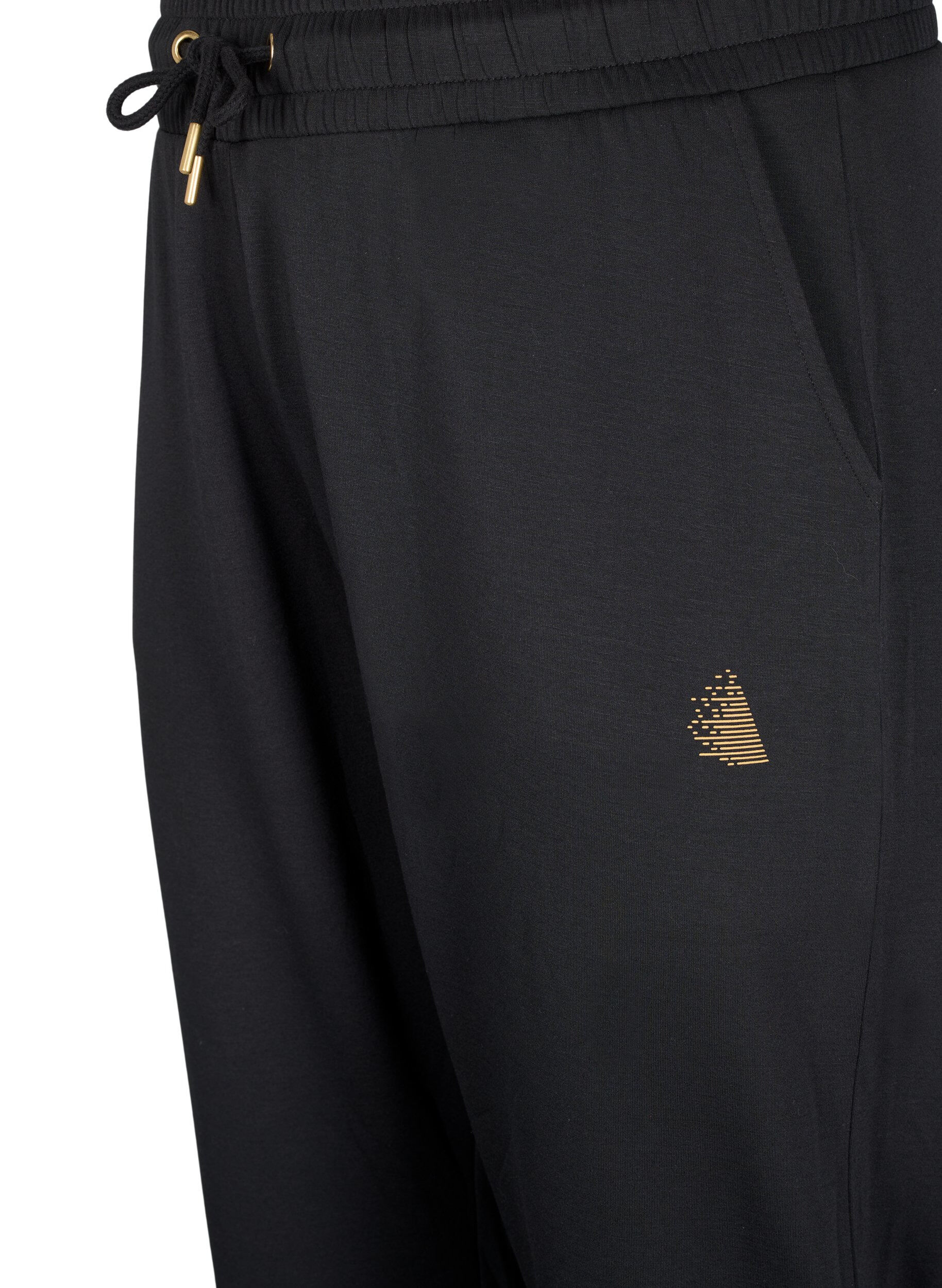 Zizzi Sweathose mit Taschen und hohem Bund, Schwarz, Packshot image number 2