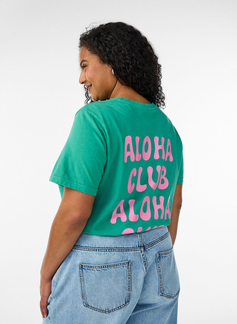 T-Shirt aus Bio-Baumwolle mit R&uuml;ckenprint, Gr&uuml;n, Model image number 2