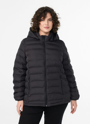 Veste matelassée légère avec capuche amovible rouge profond • Prix 50 Veste matelassée légère avec capuche amovible rouge profond • Prix 50