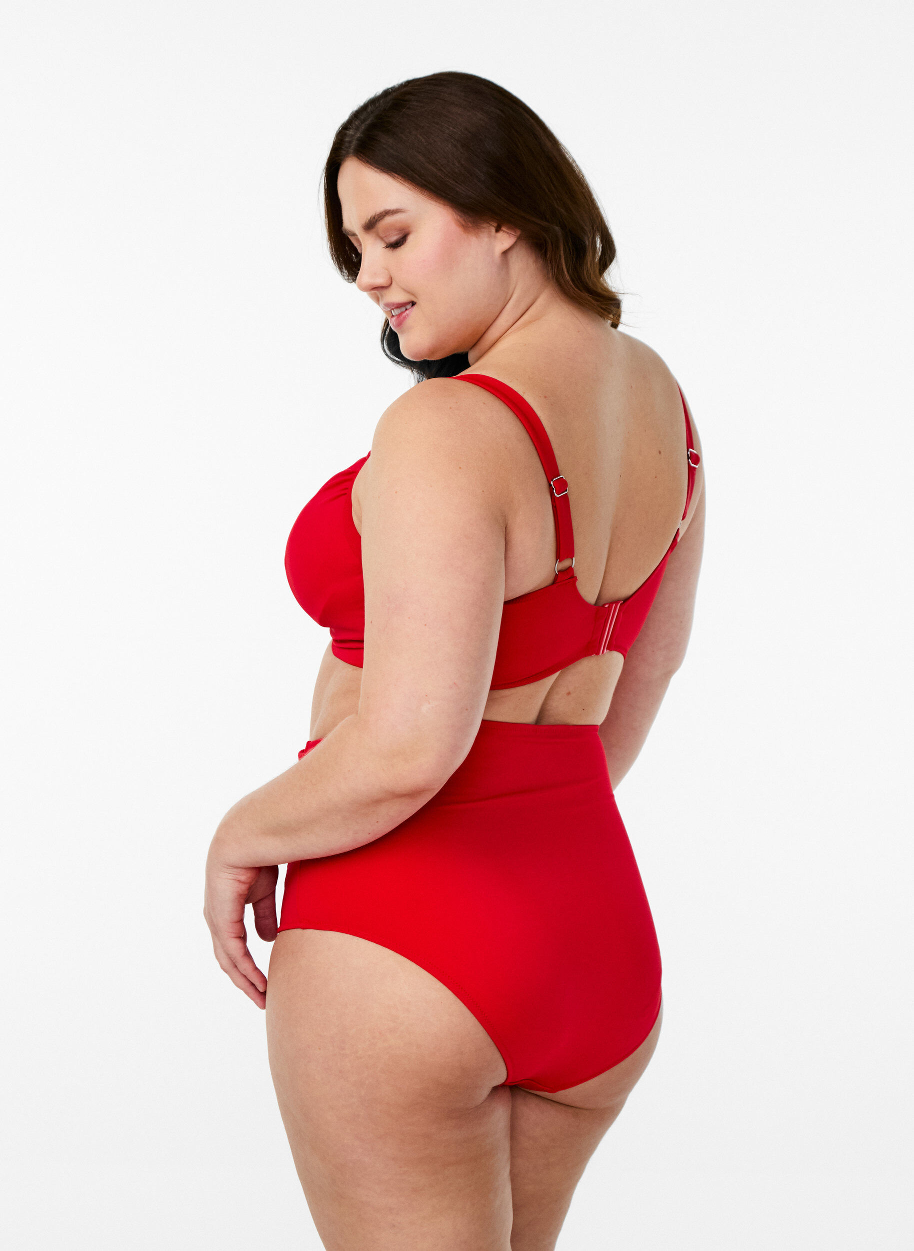 Zizzi Bas de bikini &agrave; taille haute, Rouge, Model image number 1