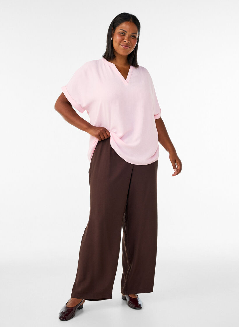 Lockere Bluse mit kurzen &Auml;rmeln, Rot, Model image number 1