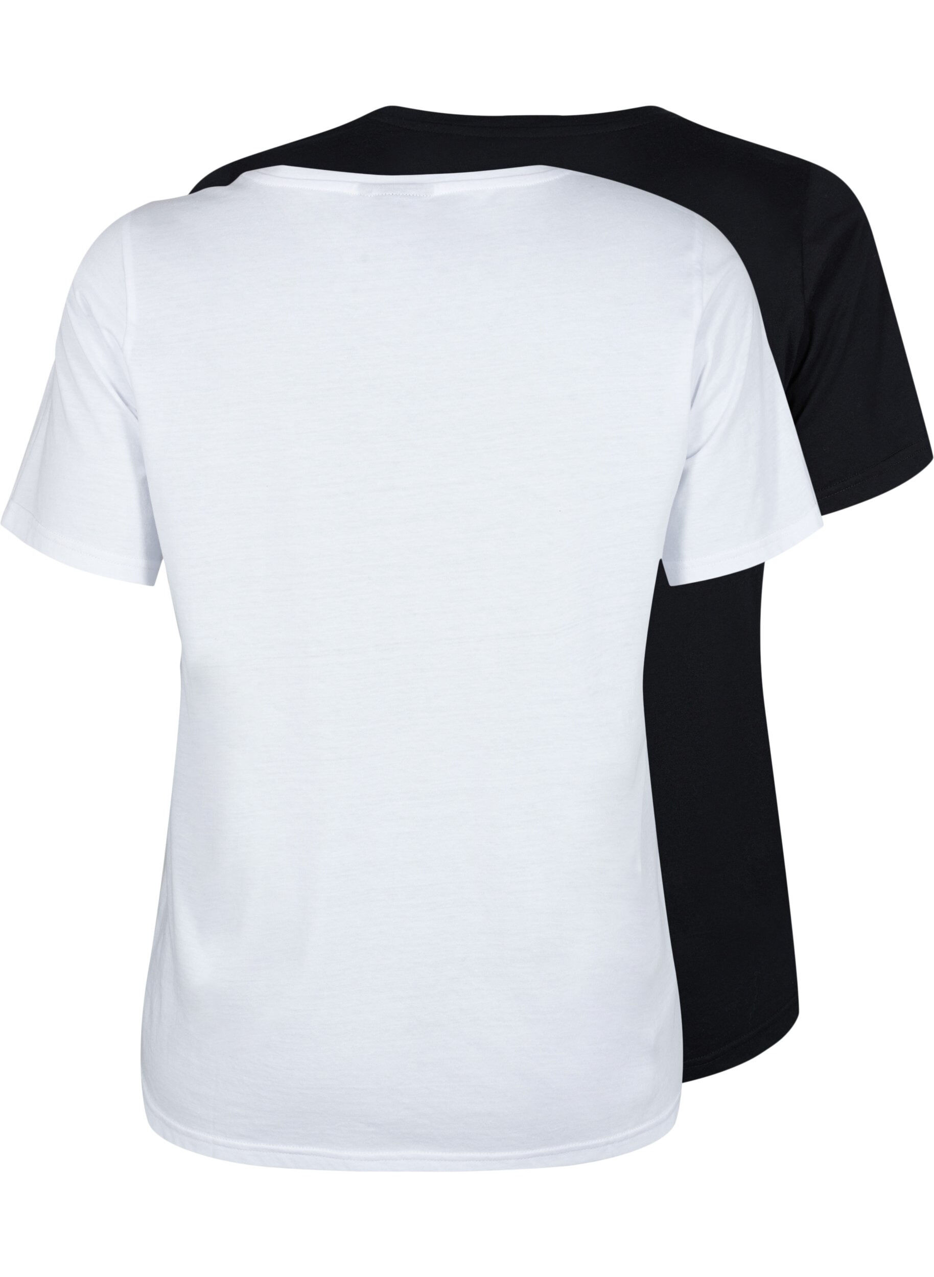 Zizzi FLASH - 2-pack t-shirts &agrave; col rond, White/Black, Packshot image number 1