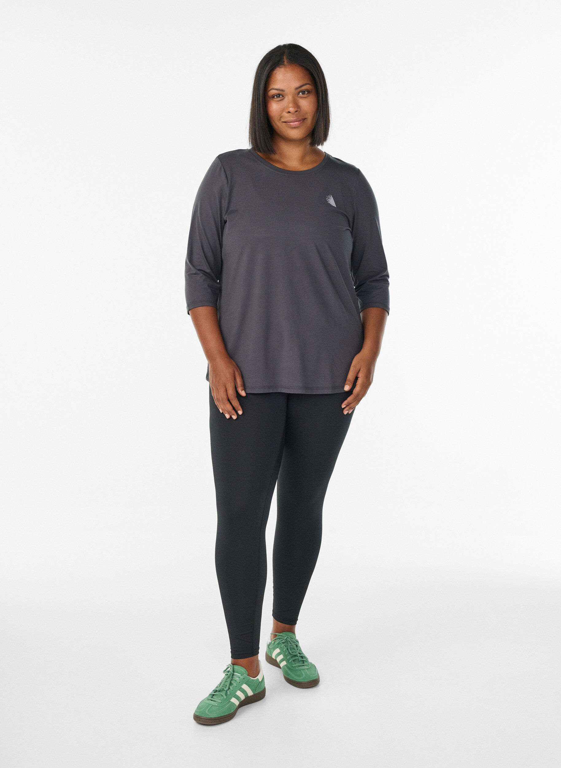 Zizzi Haut de sport &agrave; manches 3/4, Gris anthracite, Model image number 1