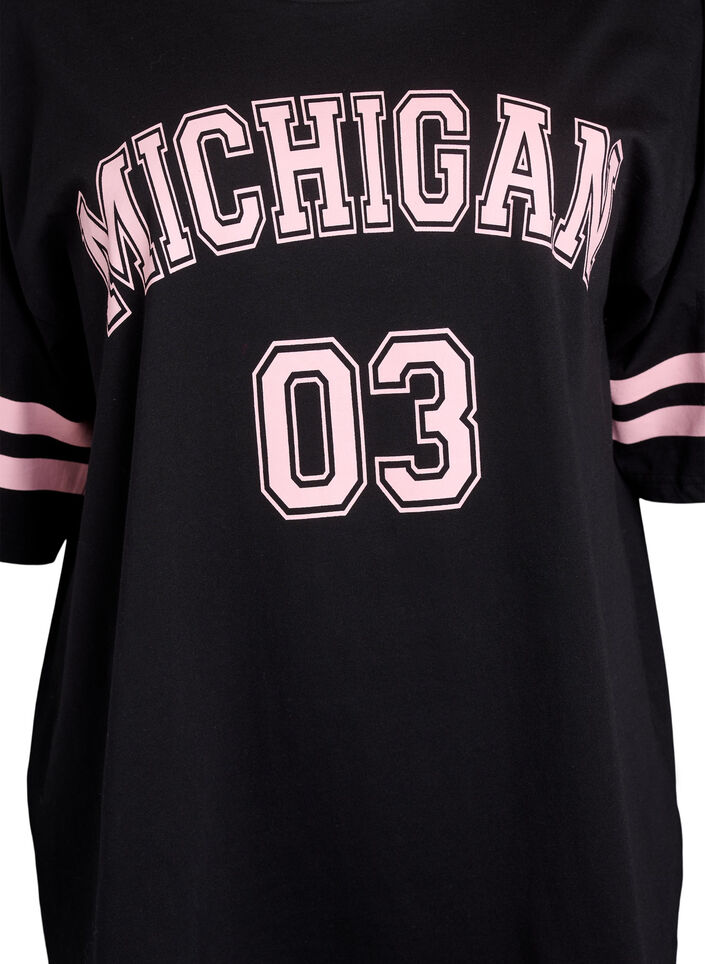 T-shirt coll&egrave;ge oversize et sportif, Noir, Packshot image number 2