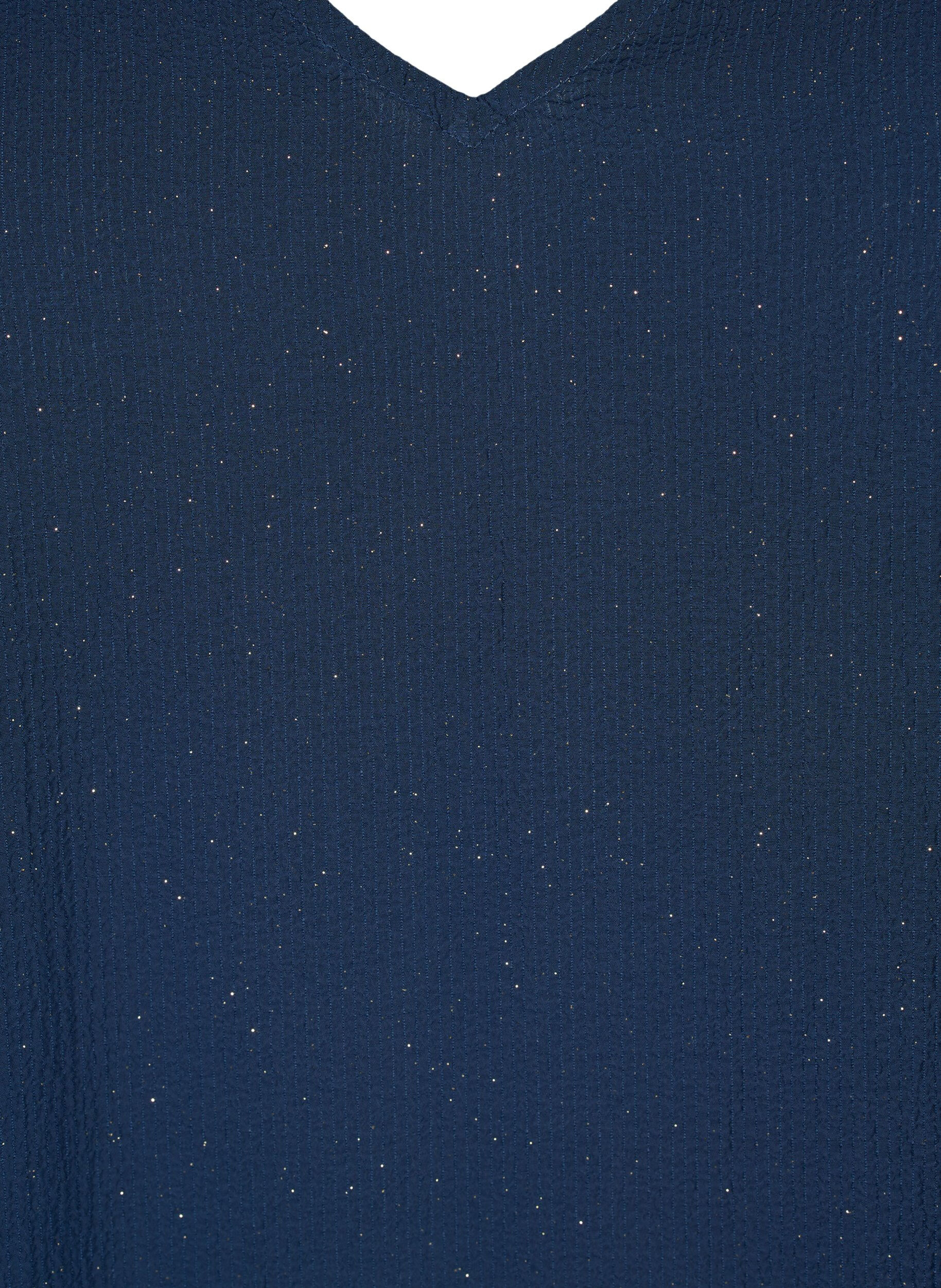 Zizzi FLASH - Robe &agrave; manches longues scintillante, Navy w. Gold , Packshot image number 2