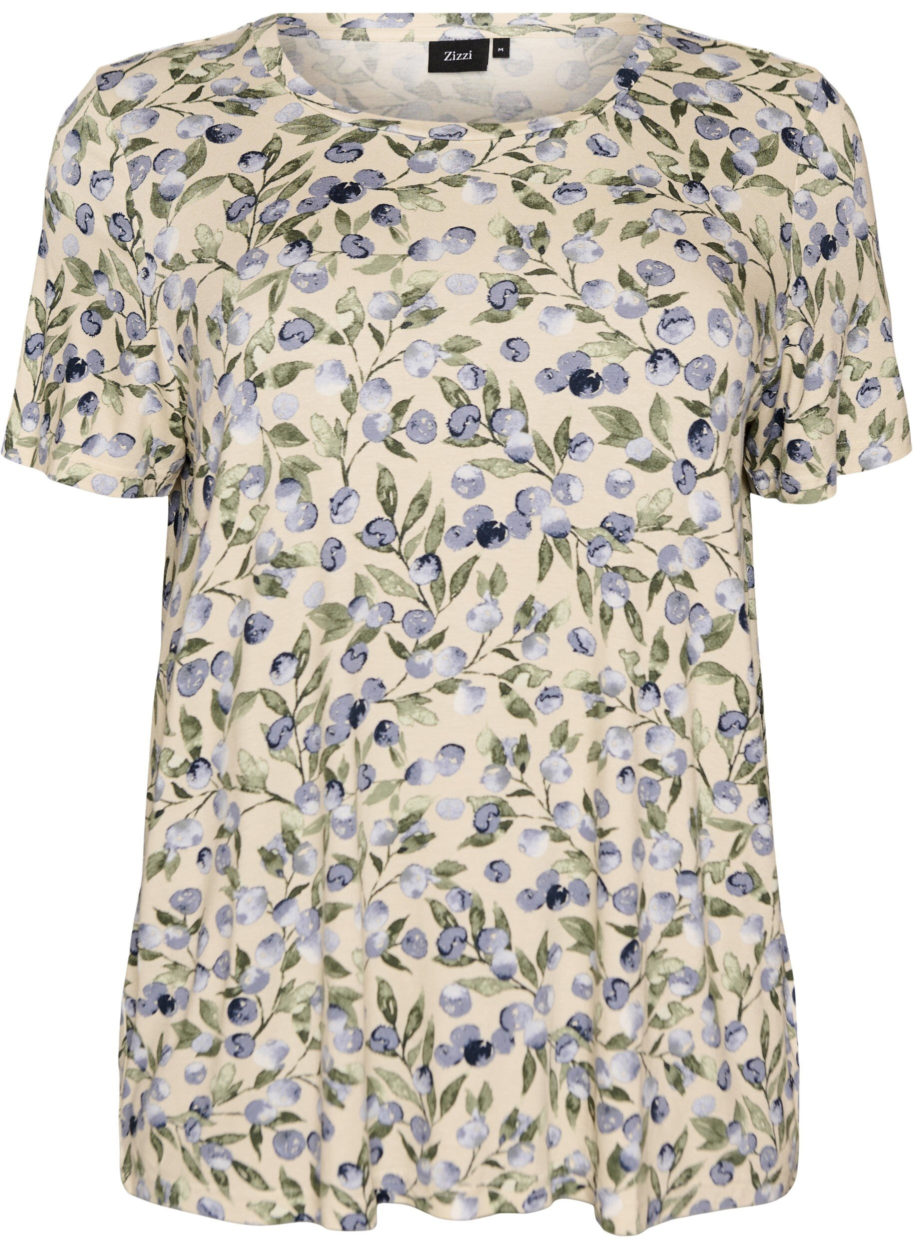Zizzi T-Shirt mit floralem Print, Vanille, Packshot image number 0