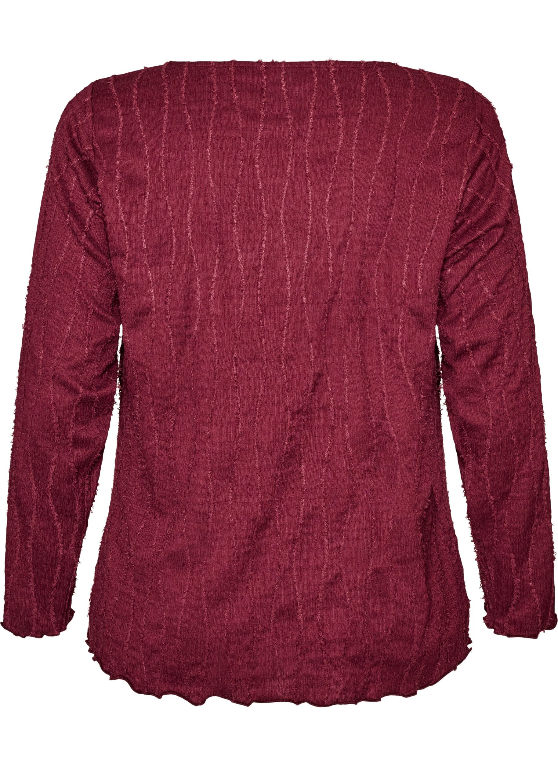 ZizziBlouse en jersey ondul&eacute;, Bordeaux, Packshot image number 1