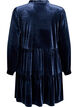 Robe courte en velours avec un col &agrave; volants et des manches longues, Bleu, Packshot image number 1