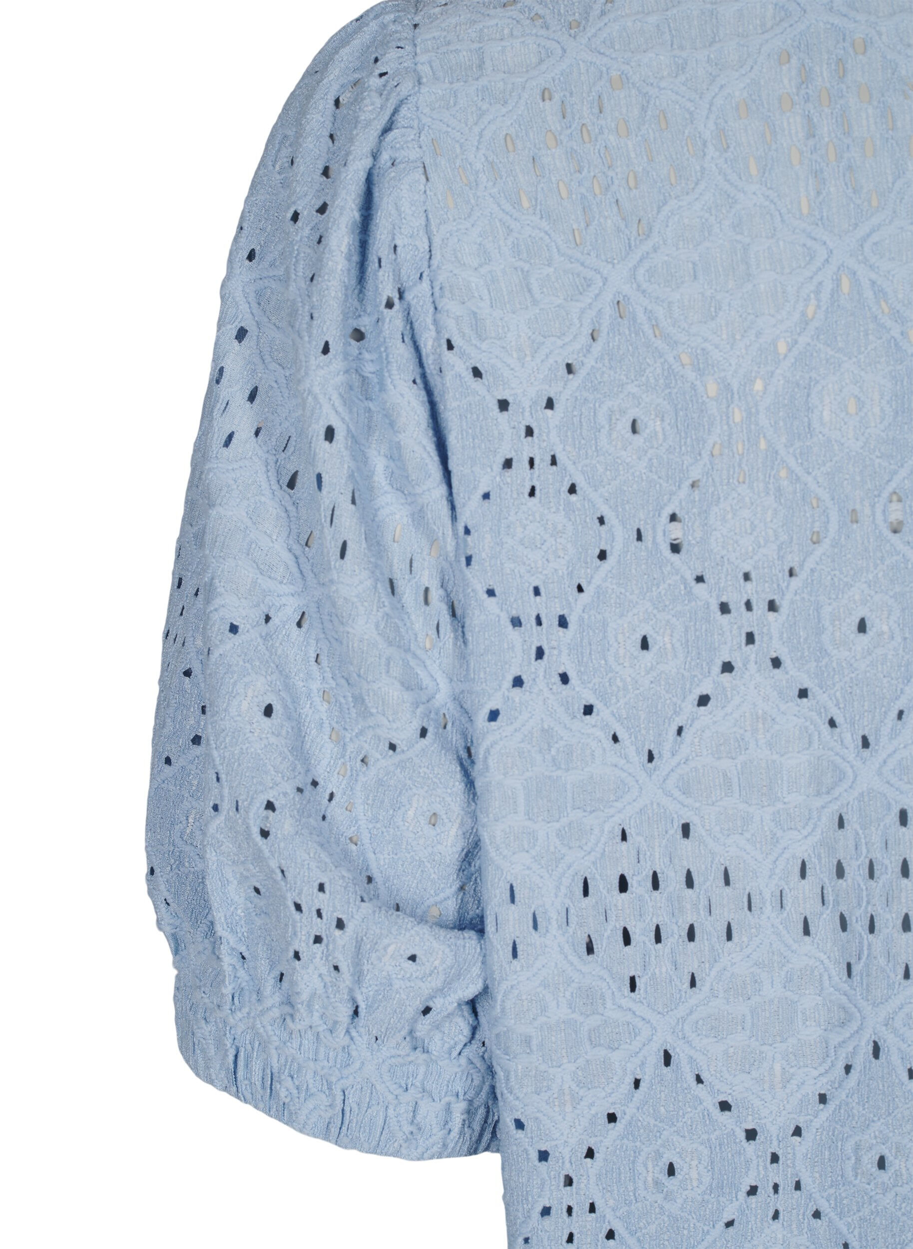 Zizzi Robe courte avec col en&nbsp;V et motifs &agrave; trous, Cashmere Blue, Packshot image number 3