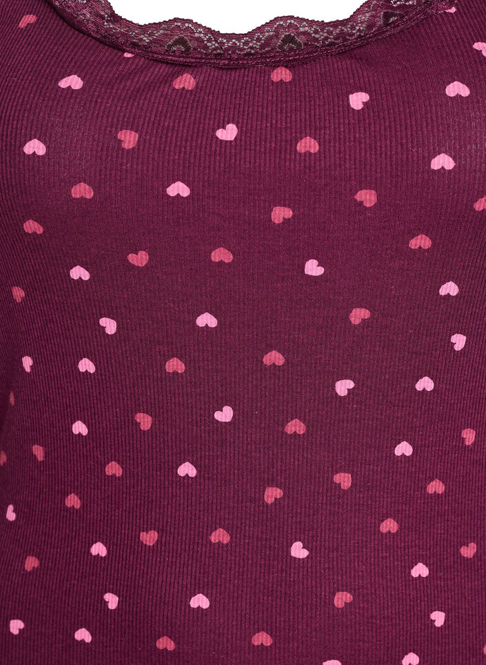 Top avec imprimé et bord en dentelle, Bordeaux foncé, Packshot image number 2