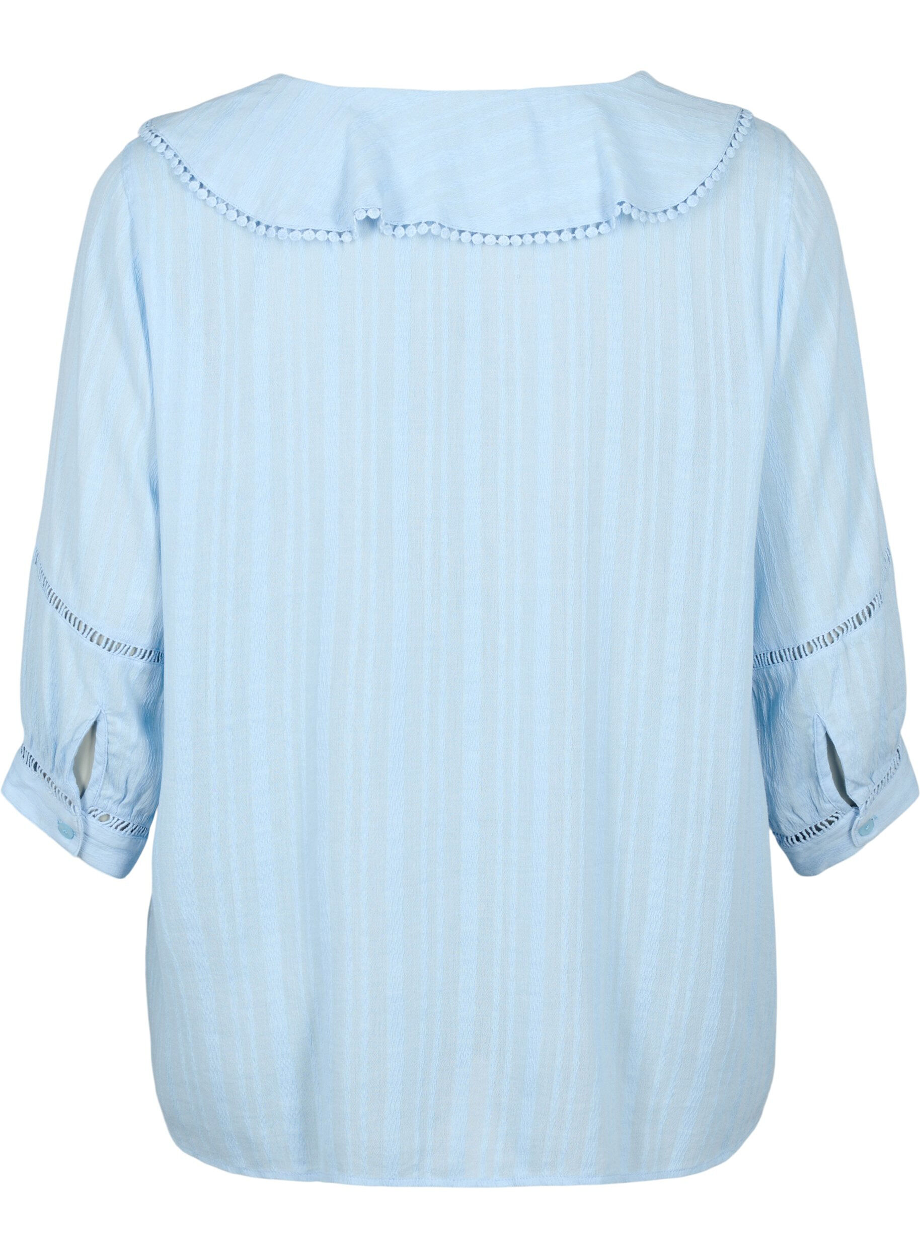 Zizzi Bluse mit 3/4-&Auml;rmeln und Spitze, Chambray Blue, Packshot image number 1