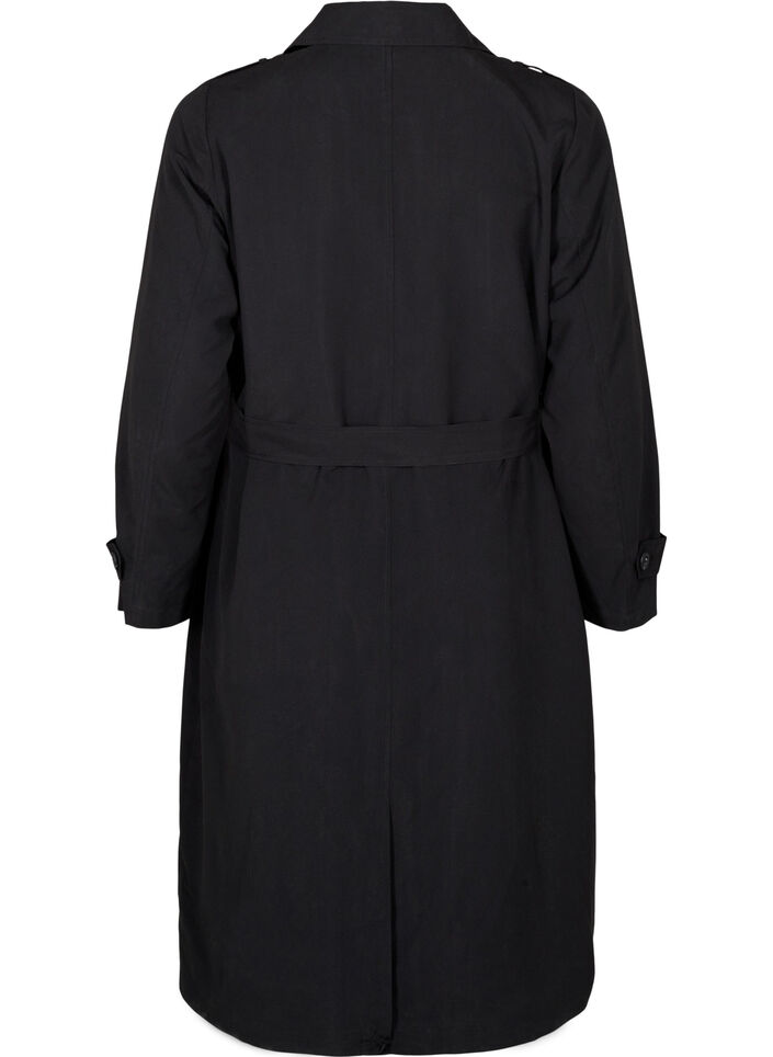 Trench-coat long avec ceinture, Black, Packshot image number 1