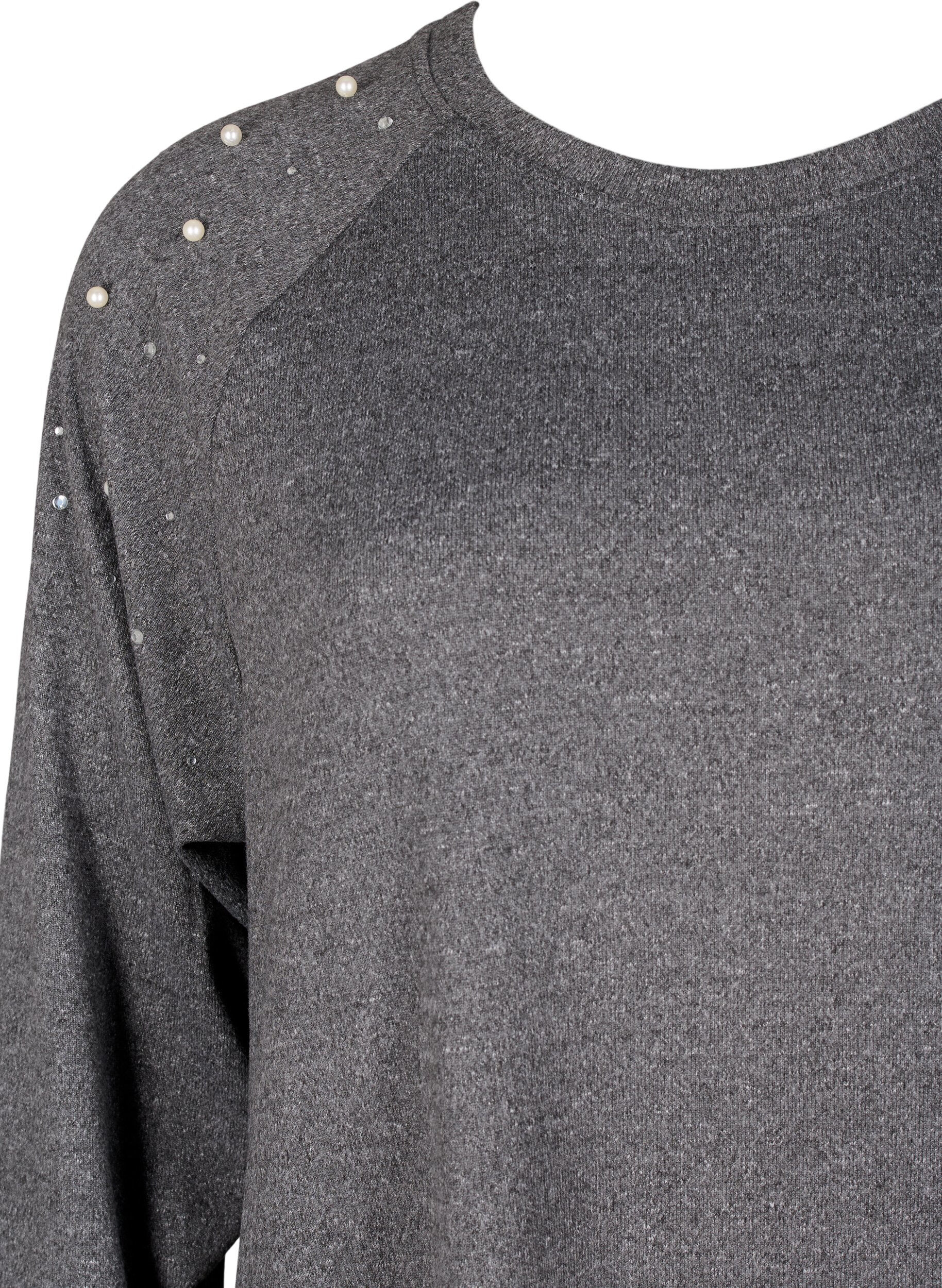 Zizzi Robes &agrave; manches longues avec perles, Gris anthracite, Packshot image number 2