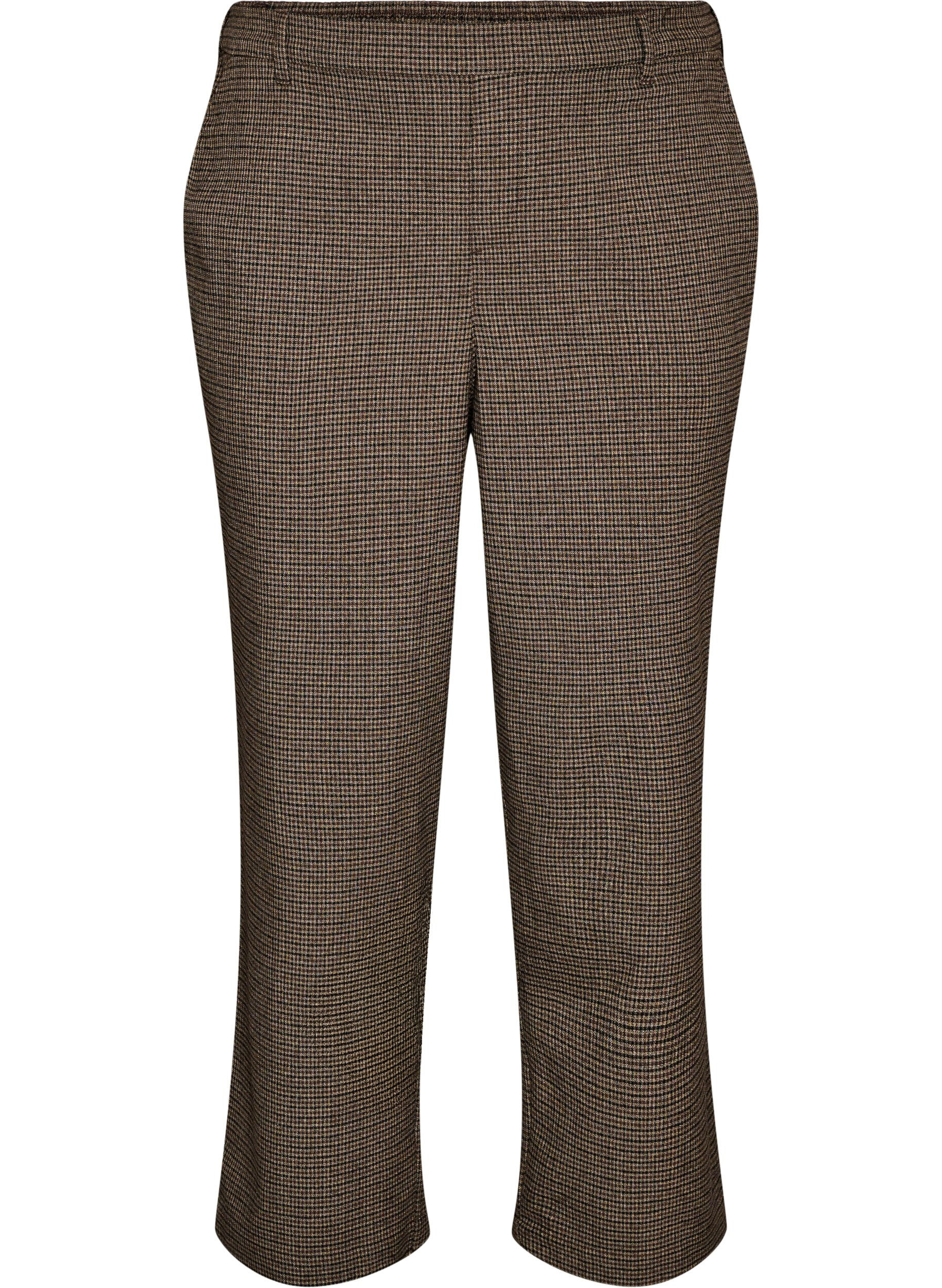 Hose mit kleinem Karomuster und geradem Bein