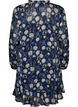 Gemustertes Kleid mit R&uuml;schen und langen &Auml;rmeln, Blau, Packshot image number 1