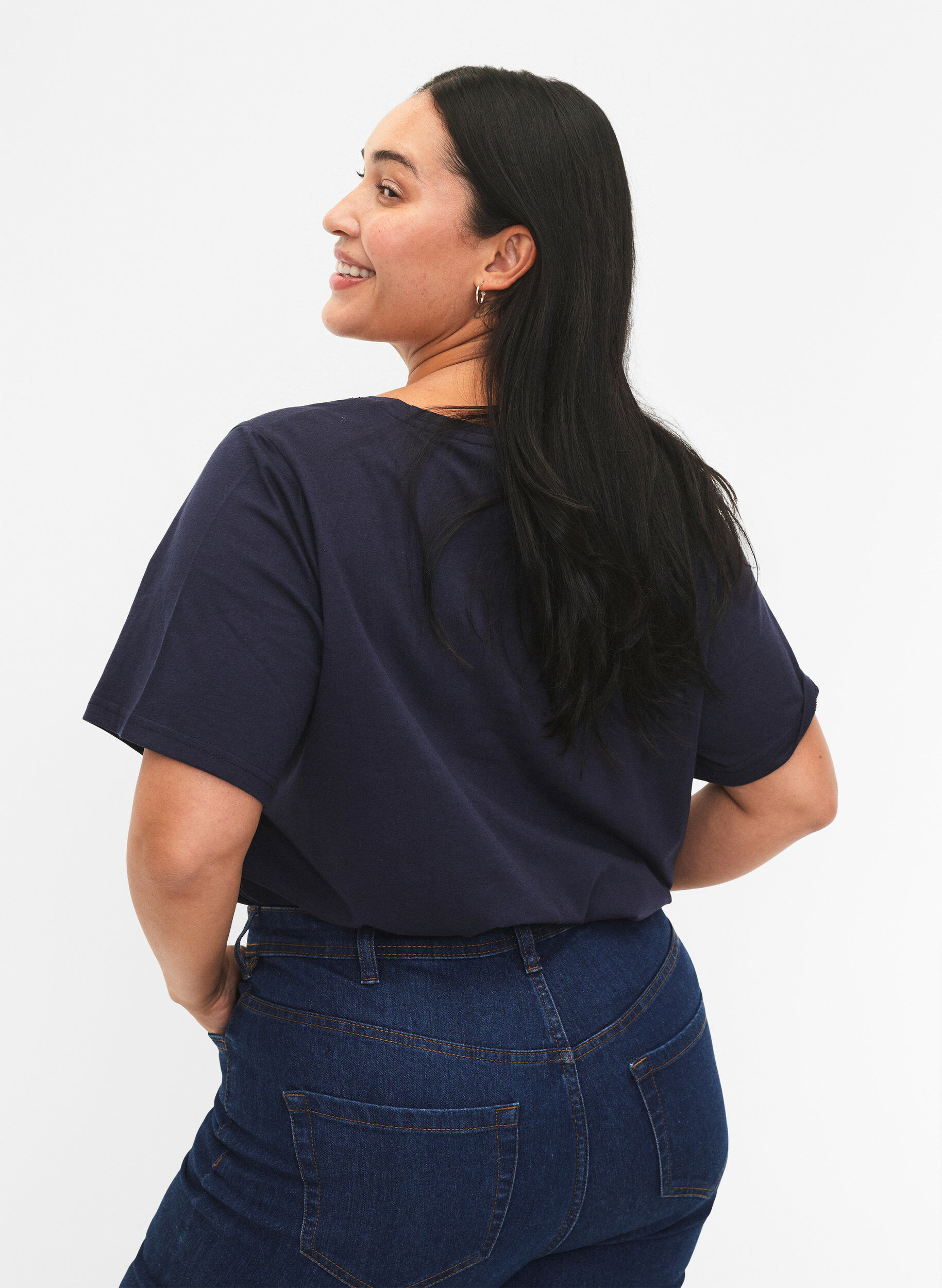 Zizzi FLASH - T-shirt avec motif, Navy Blazer, Model image number 1