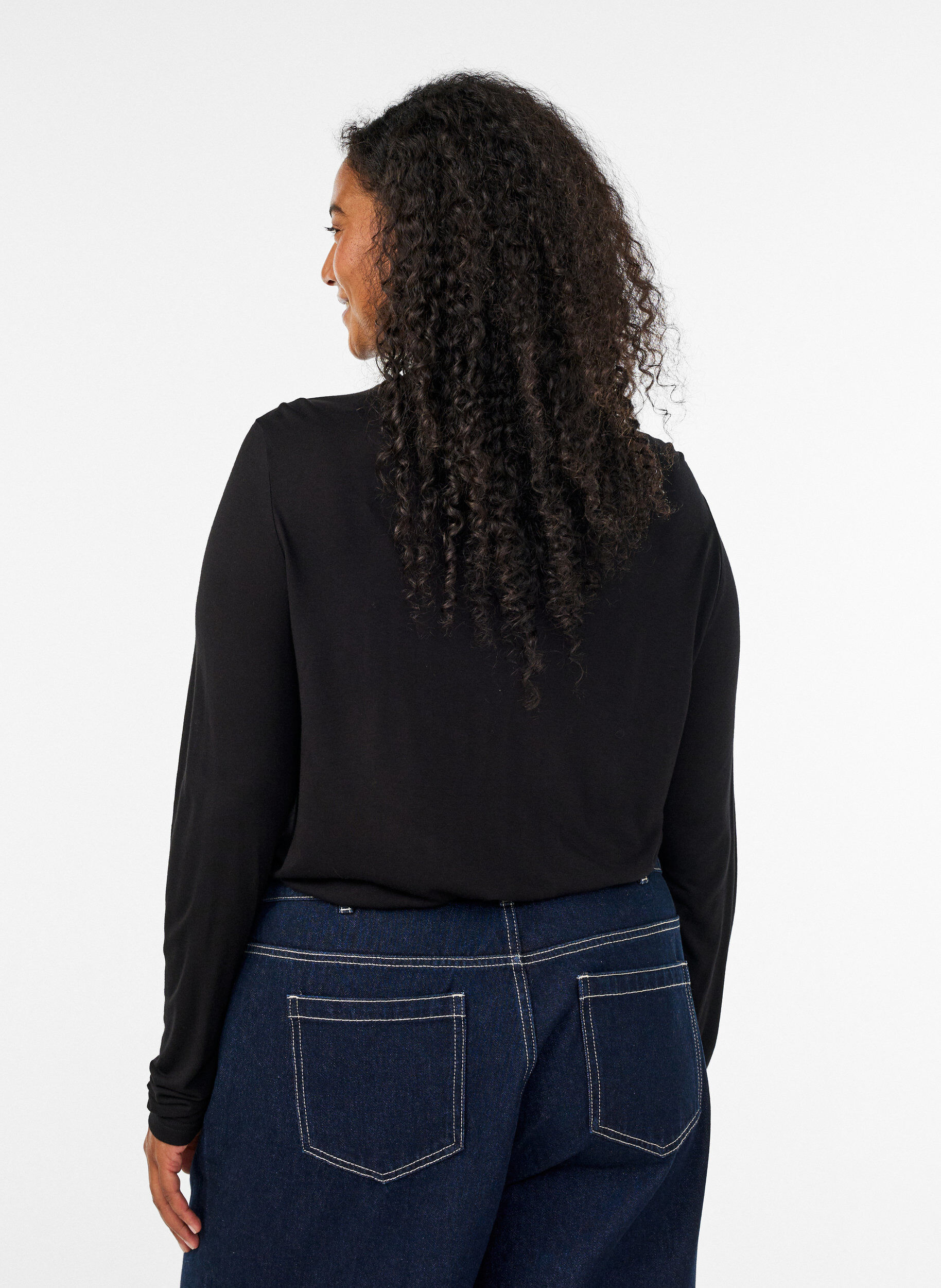 ZizziBlouse &agrave; col montant en jersey de viscose, Noir, Model image number 2