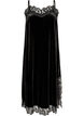 Samtkleid mit Spitze und Seitenschlitz, Schwarz, Packshot image number 0