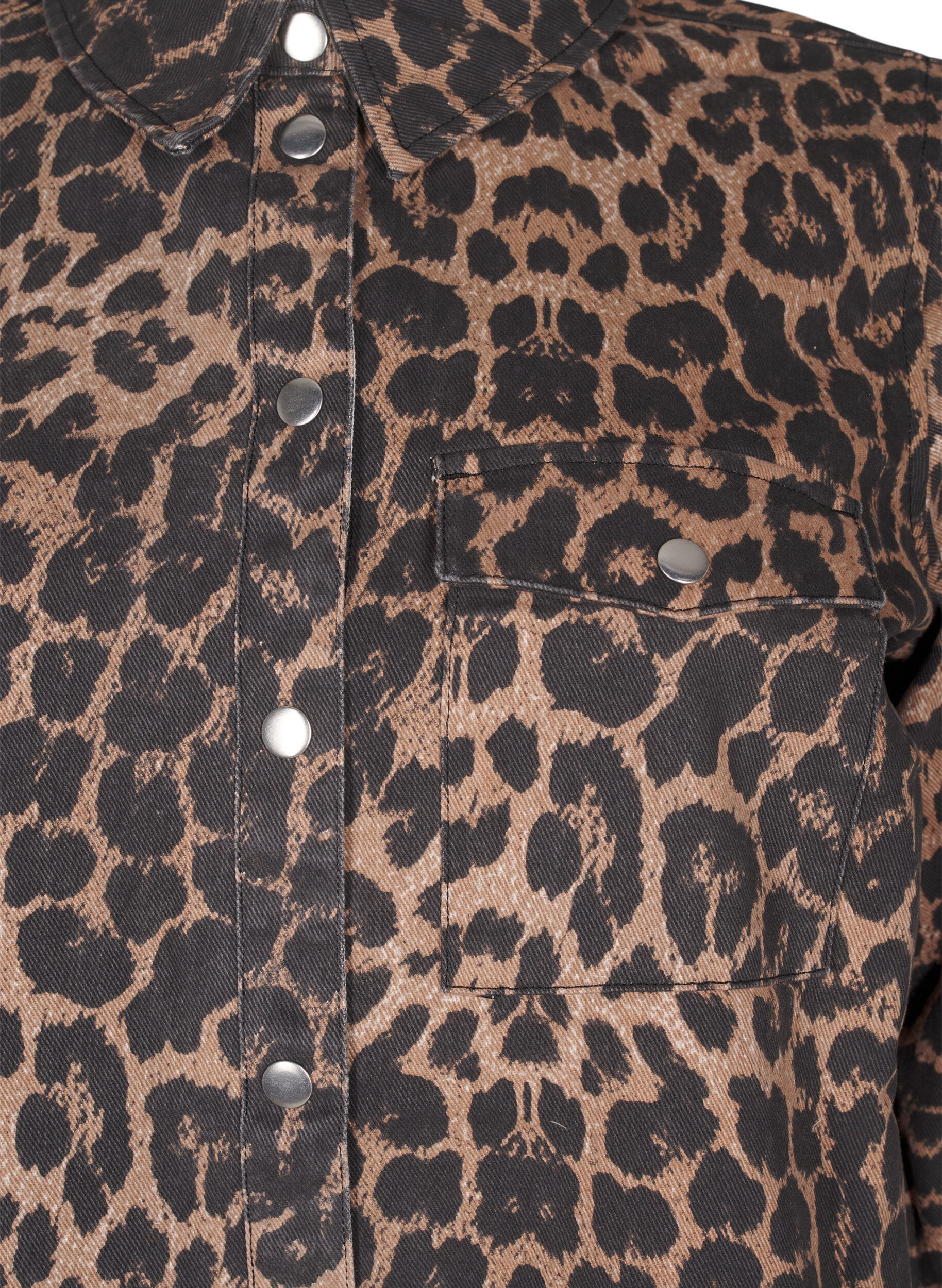 Zizzi Canvas-Jacke mit Leopardenmuster, Leo AOP, Packshot image number 2